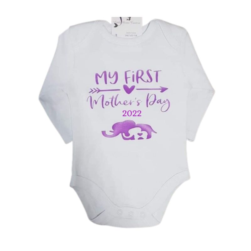 First Mother's Day Baby Romper Elephant 2022